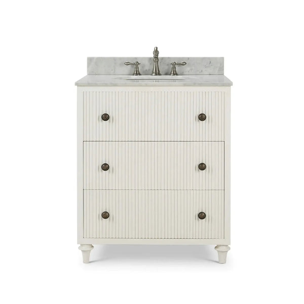 Kraton Single Vanity In True White W/ Sink & Marble Top-Blue Hand Home