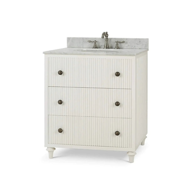 Kraton Single Vanity In True White W/ Sink & Marble Top-Blue Hand Home