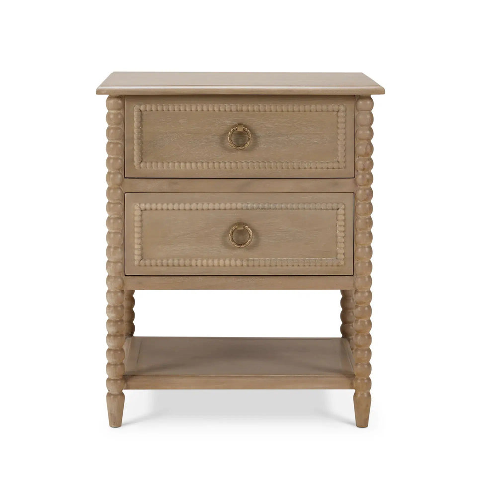 Cholet 2 Drawer Bedside Table w/ Shelf-Blue Hand Home
