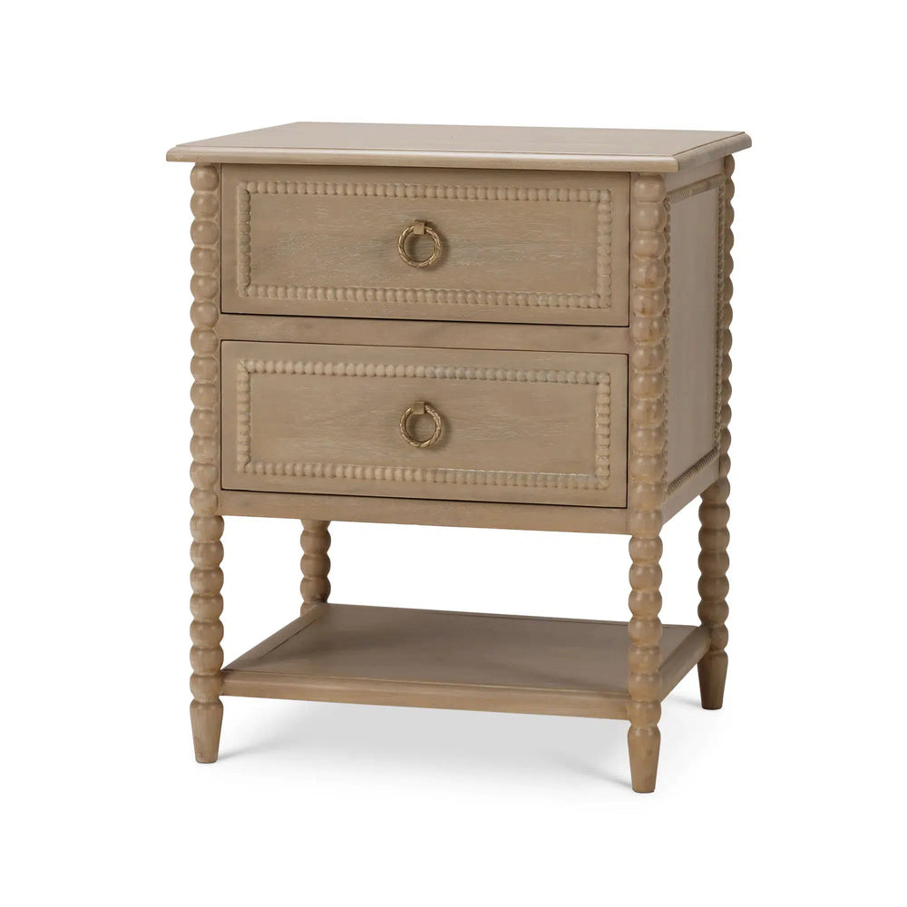 Cholet 2 Drawer Bedside Table w/ Shelf-Blue Hand Home