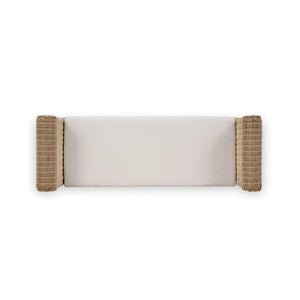 Newport Scalloped Rattan Bench-Blue Hand Home