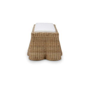 Newport Rattan Rectangular Ottoman w/ Cushion-Blue Hand Home