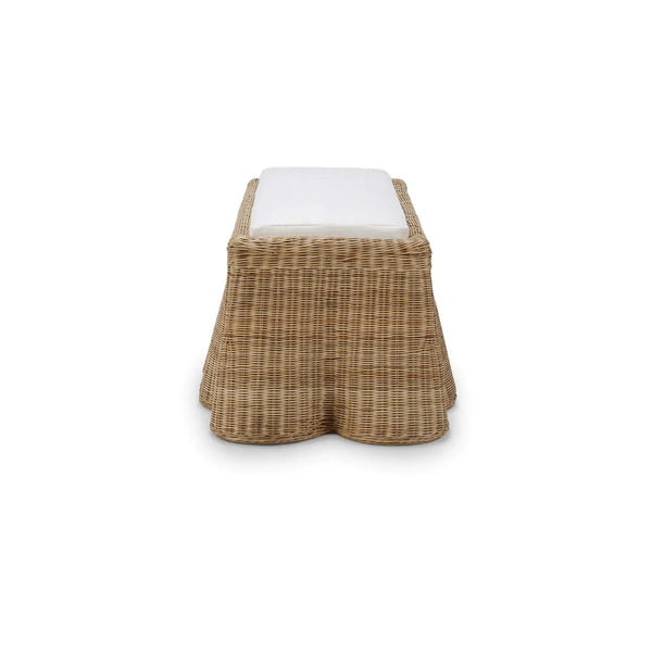 Newport Rattan Rectangular Ottoman w/ Cushion-Blue Hand Home