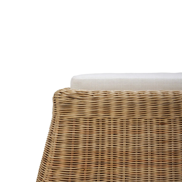 Newport Rattan Rectangular Ottoman w/ Cushion-Blue Hand Home