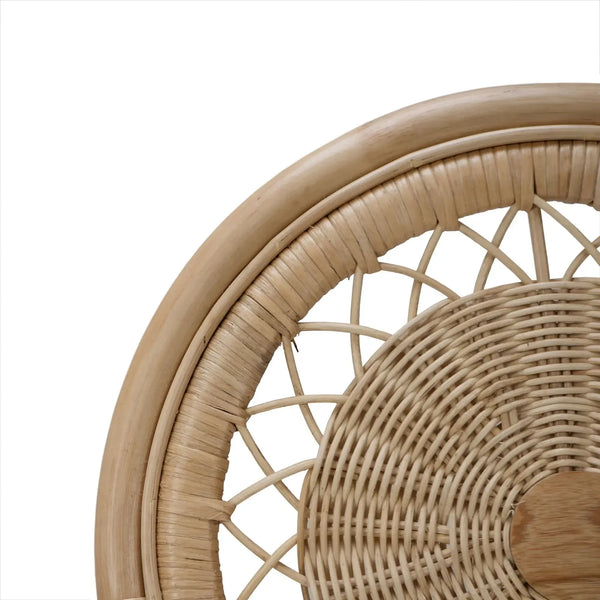 Oceana Rattan Dining Chair in Natural Rattan w/ Arctic White Performance Fabric-Blue Hand Home