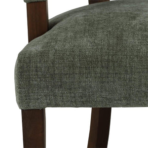 Genevieve Dining Chair in Walnut w/ Thames Moss Green Performance Fabric-Blue Hand Home