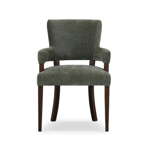 Genevieve Dining Chair in Walnut w/ Thames Moss Green Performance Fabric-Blue Hand Home