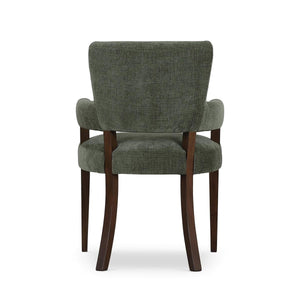 Genevieve Dining Chair in Walnut w/ Thames Moss Green Performance Fabric-Blue Hand Home