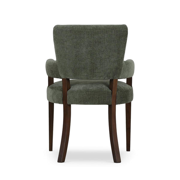 Genevieve Dining Chair in Walnut w/ Thames Moss Green Performance Fabric-Blue Hand Home
