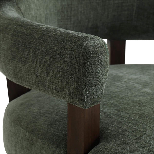 Genevieve Dining Chair in Walnut w/ Thames Moss Green Performance Fabric-Blue Hand Home