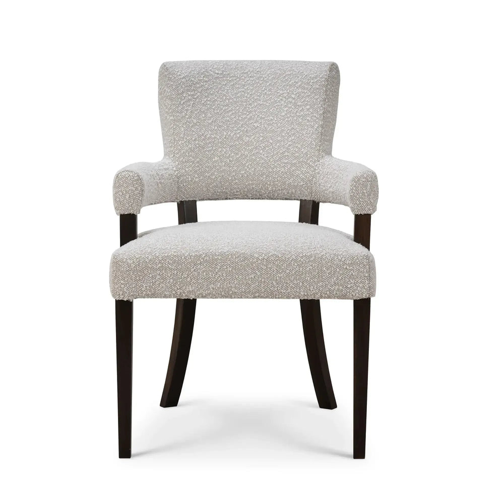 Genevieve Dining Chair In Walnut W/ Boucle Sand Performance Fabric-Blue Hand Home