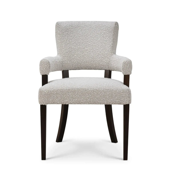 Genevieve Dining Chair In Walnut W/ Boucle Sand Performance Fabric-Blue Hand Home