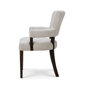 Genevieve Dining Chair In Walnut W/ Boucle Sand Performance Fabric-Blue Hand Home
