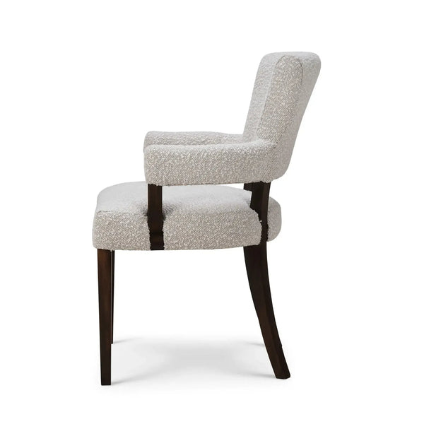 Genevieve Dining Chair In Walnut W/ Boucle Sand Performance Fabric-Blue Hand Home