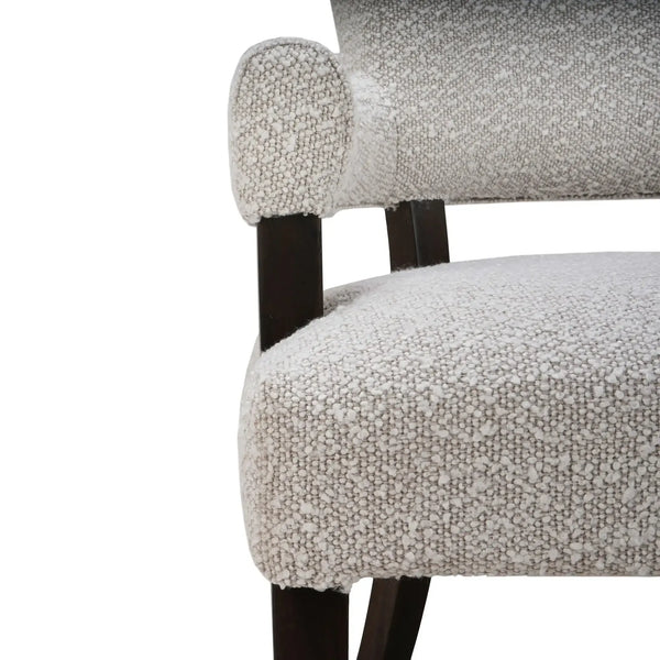 Genevieve Dining Chair In Walnut W/ Boucle Sand Performance Fabric-Blue Hand Home