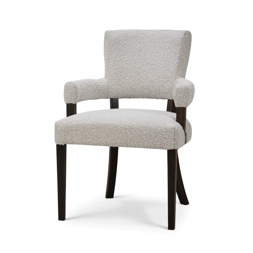 Genevieve Dining Chair In Walnut W/ Boucle Sand Performance Fabric-Blue Hand Home