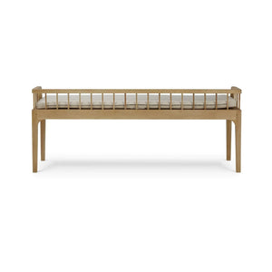 Versai Fluted Bench In Fruitwood W/ Natural Performance Fabric-Blue Hand Home