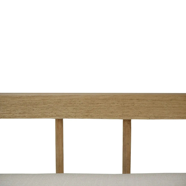 Versai Fluted Bench In Fruitwood W/ Natural Performance Fabric-Blue Hand Home
