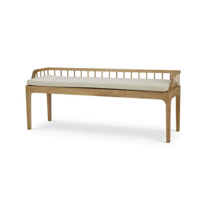 Versai Fluted Bench In Fruitwood W/ Natural Performance Fabric-Blue Hand Home