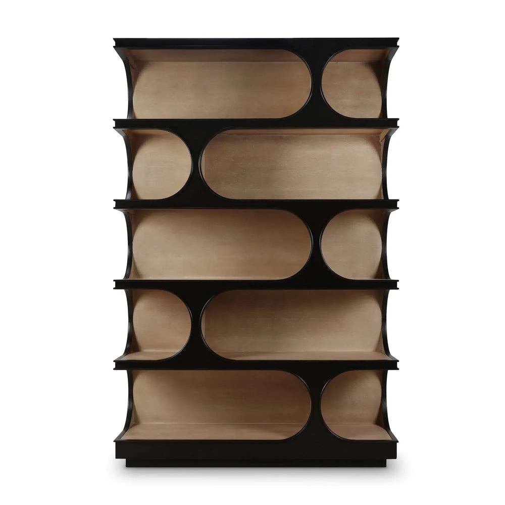 Vannes Crescent Bookcase-Blue Hand Home