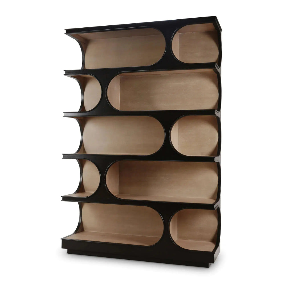 Vannes Crescent Bookcase-Blue Hand Home