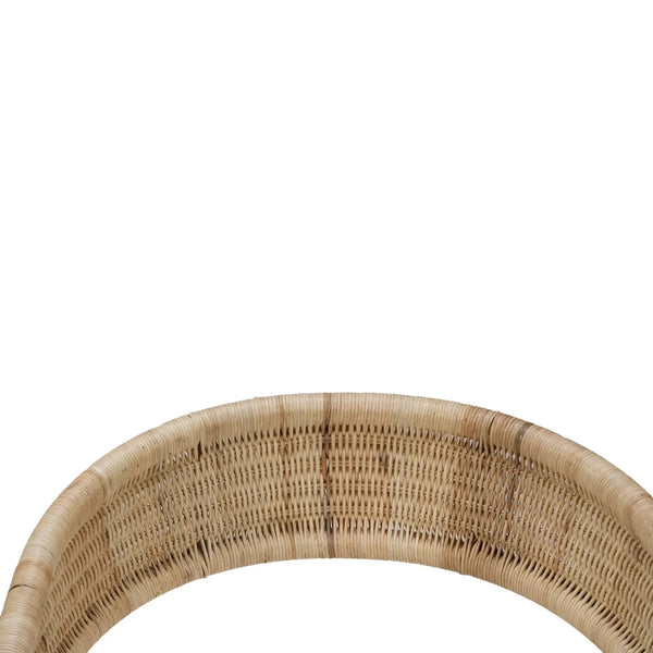 Hampton Dining Chair In Rattan Natural W/ Arctic White Performance Fabric Cushion-Blue Hand Home