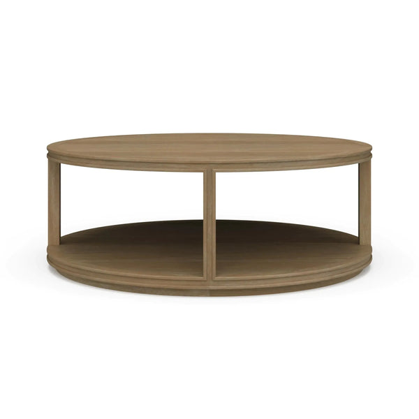 Cohan Round Coffee Table w/ Wood Shelf-Blue Hand Home