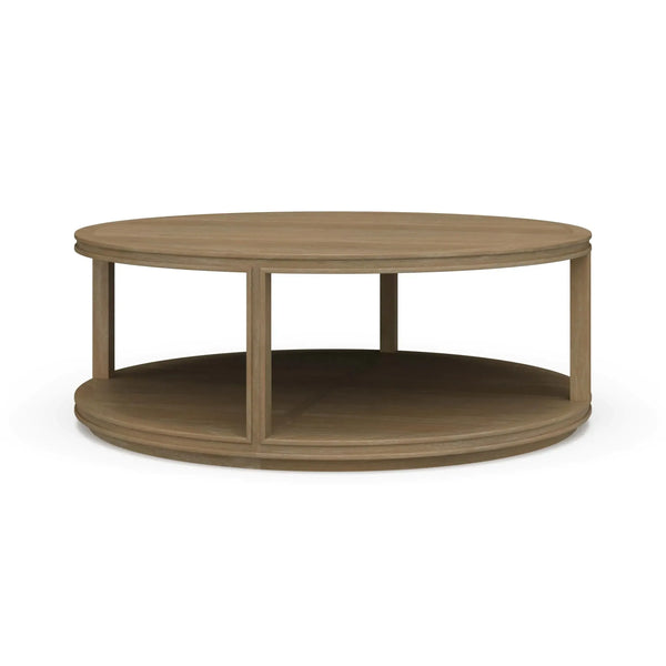 Cohan Round Coffee Table w/ Wood Shelf-Blue Hand Home