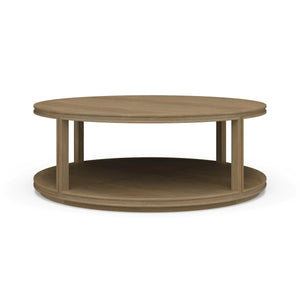 Cohan Round Coffee Table w/ Wood Shelf-Blue Hand Home
