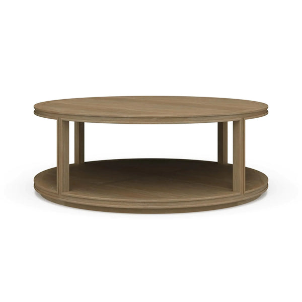 Cohan Round Coffee Table w/ Wood Shelf-Blue Hand Home