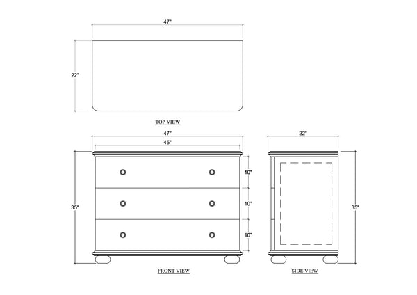 Luna 3 Drawer Dresser-Blue Hand Home
