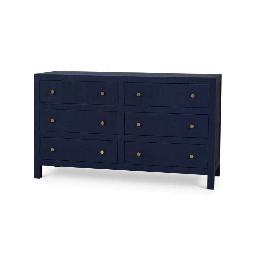 Kagu 6 Drawer Dresser w/ Raffia-Blue Hand Home