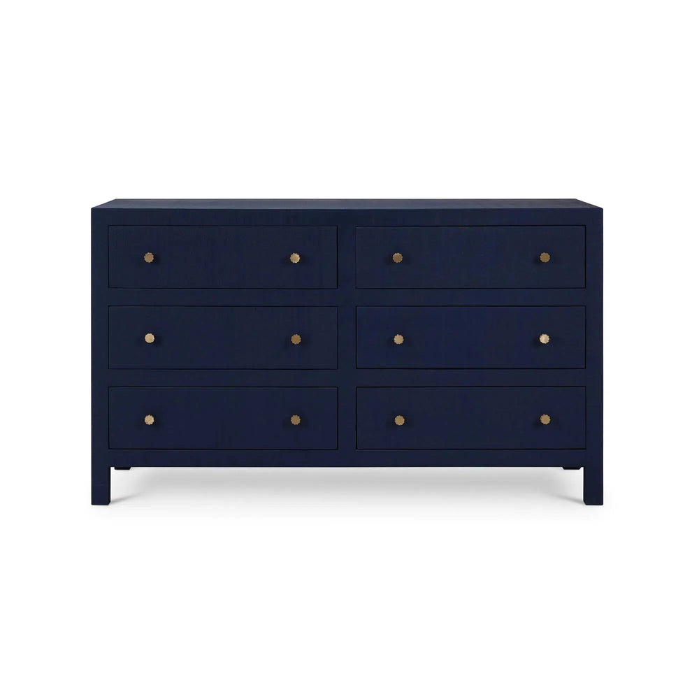 Kagu 6 Drawer Dresser w/ Raffia-Blue Hand Home