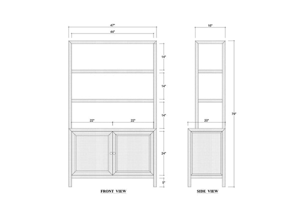 Kagu Open Hutch w/ Raffia-Blue Hand Home
