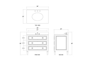 Cholet Single Vanity w/ Sink & Marble Top-Blue Hand Home