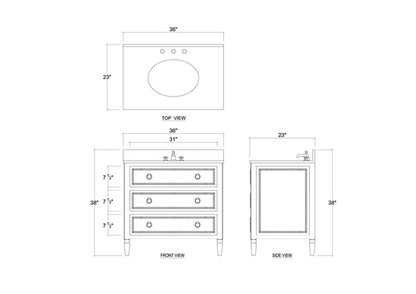 Cholet Single Vanity w/ Sink & Marble Top-Blue Hand Home