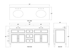 Cholet Double Vanity w/ Sink & Marble Top-Blue Hand Home
