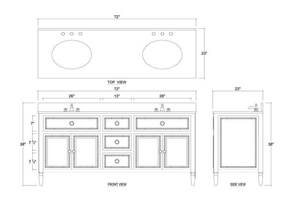 Cholet Double Vanity w/ Sink & Marble Top-Blue Hand Home