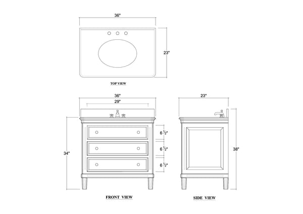 Hayward Single Vanity w/ Sink & Marble Top-Blue Hand Home