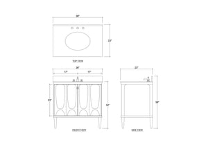 Eclipse Single Vanity w/ Sink & Marble Top-Blue Hand Home