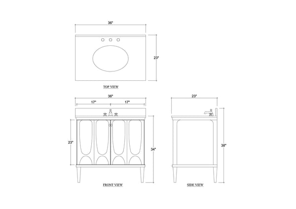 Eclipse Single Vanity w/ Sink & Marble Top-Blue Hand Home