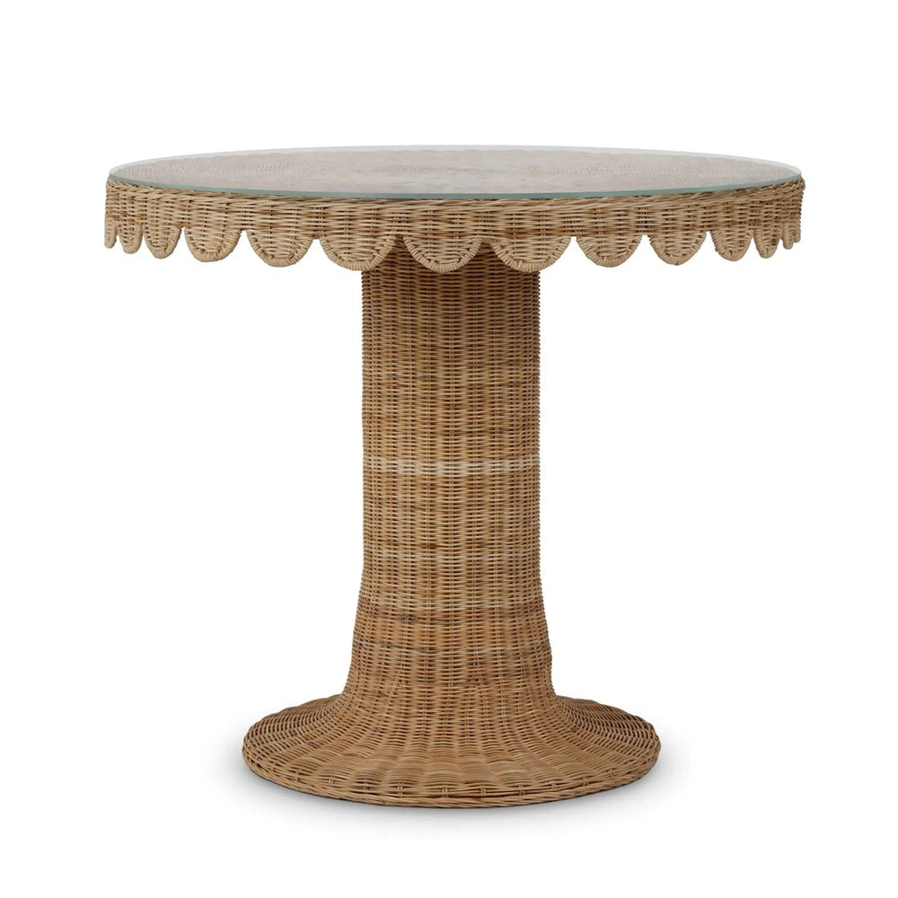 Scalloped Round Bistro Table w/ Tempered Glass-Blue Hand Home