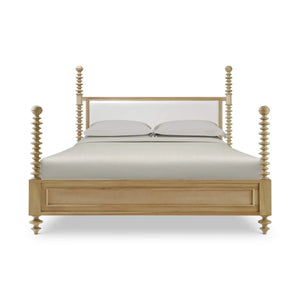 Milano Upholstered King Bed In Fruitwood W/ Arctic White Performance Fabric-Blue Hand Home