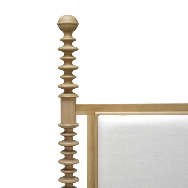 Milano Upholstered King Bed In Fruitwood W/ Arctic White Performance Fabric-Blue Hand Home