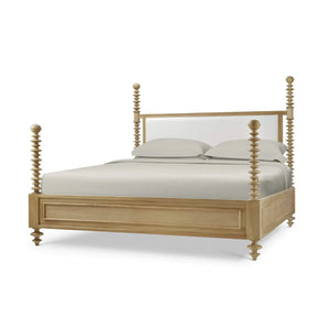 Milano Upholstered King Bed In Fruitwood W/ Arctic White Performance Fabric-Blue Hand Home