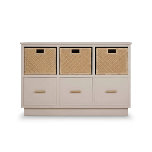 Dakota Storage Unit w/ 3 Drawers & Rattan Baskets-Blue Hand Home