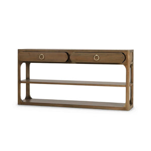 Corte Open Console Table w/ 2 Drawers in Straw Wash-Blue Hand Home
