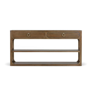 Corte Open Console Table w/ 2 Drawers in Straw Wash-Blue Hand Home