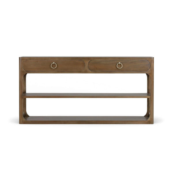 Corte Open Console Table w/ 2 Drawers in Straw Wash-Blue Hand Home