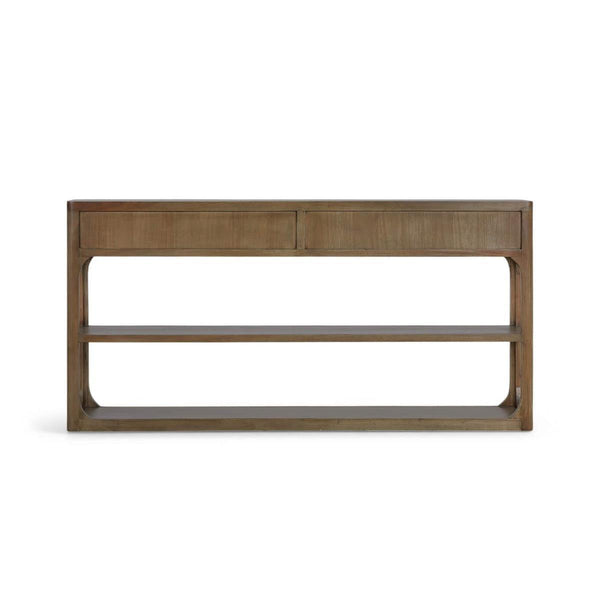 Corte Open Console Table w/ 2 Drawers in Straw Wash-Blue Hand Home